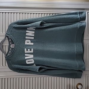 VS PINK textured green fleece sweatshirt